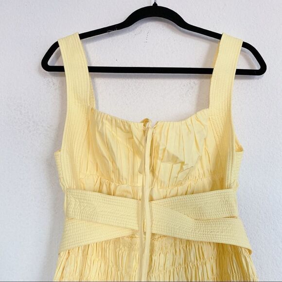 Self-Portrait Bright Yellow Cotton Poplin Sleeveless Midi Dress size US8 - Picture 10 of 12